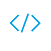 Coding icon white blue